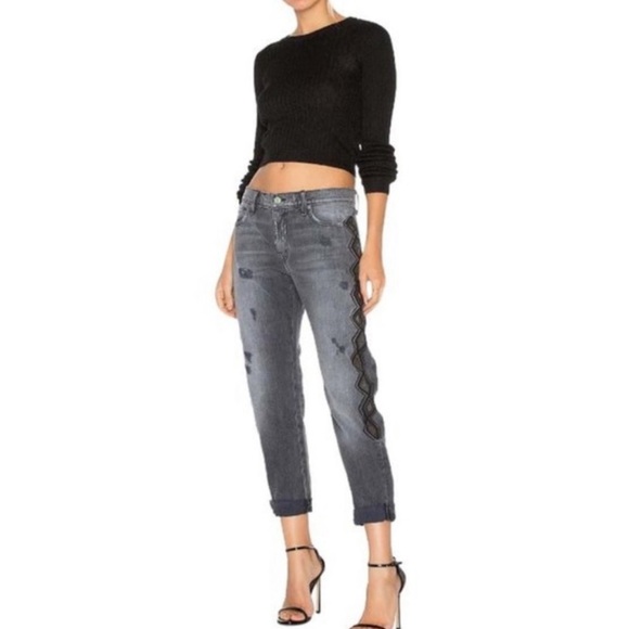 REVOLVE Sandrine Rose Skinny Boyfriend Embroidered Jeans NEW - Picture 1 of 14